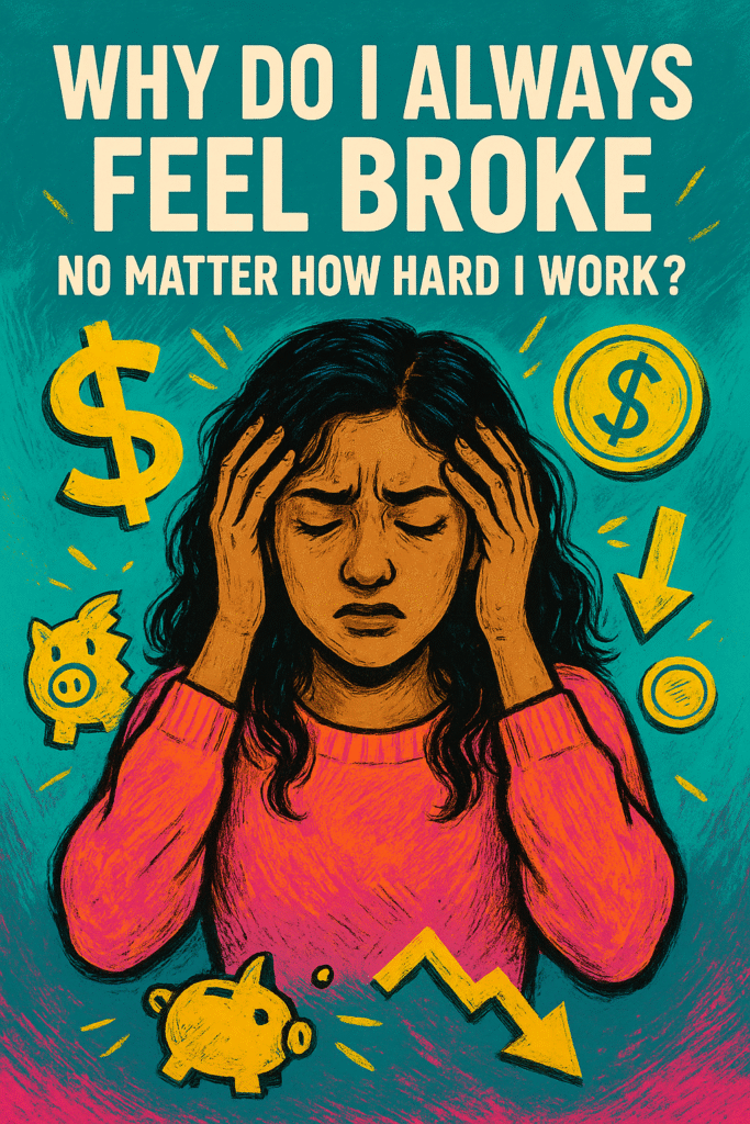 Stressed young adult checking bank balance, symbolizing subconscious money blocks and scarcity mindset despite hard work – Gen Z financial anxiety